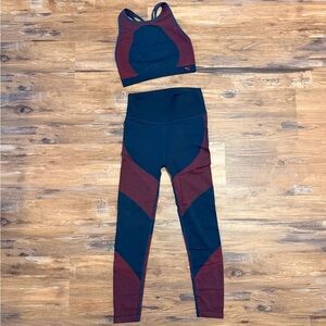 PUMA Navy & Burgundy Seamless Ribbed Active Set - Top & High-Waist Leggings